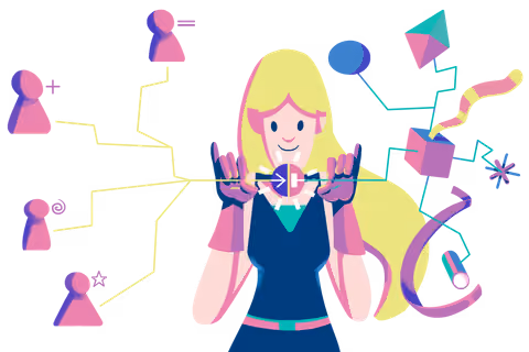 Illustration, wie ein Coding Friend ein Organigramm verbindet