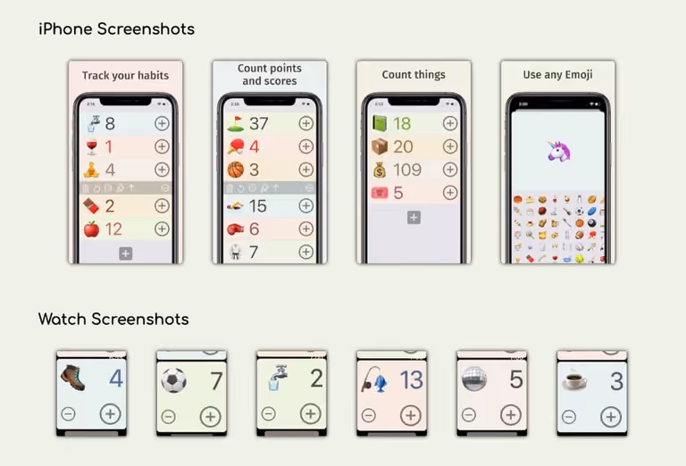 Screenshot: UpMoji on iPhone and Apple Watch