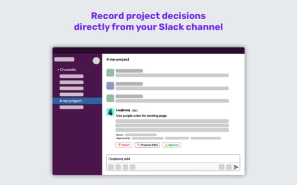 Screenshot of Loqbooq Slack app