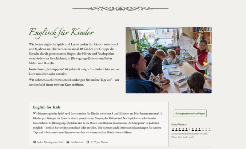 Web site for Lernsalon Halle e.V. screenshot