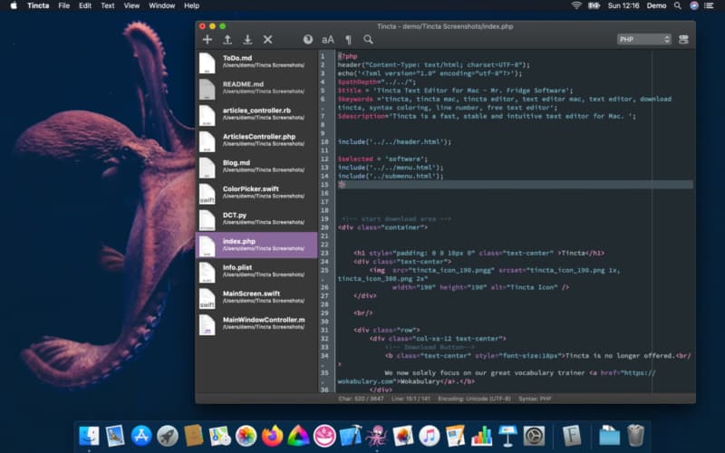 Tincta — Text editor for Mac screenshot
